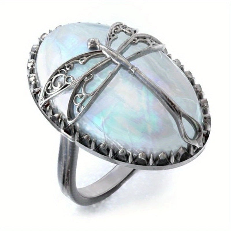 Dragonfly of Light Opal Ring