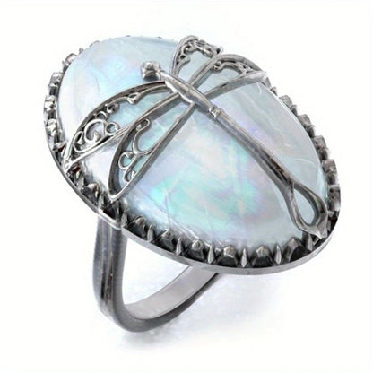 Dragonfly of Light Opal Ring