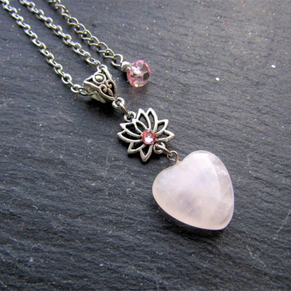 SERENITY ROSE QUARTZ HEART HEALING NECKLACE