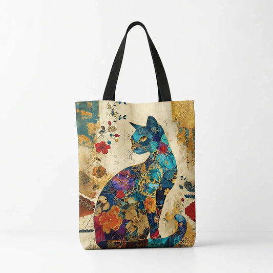 Floral Familiar Cat Tote Bag studio product photo