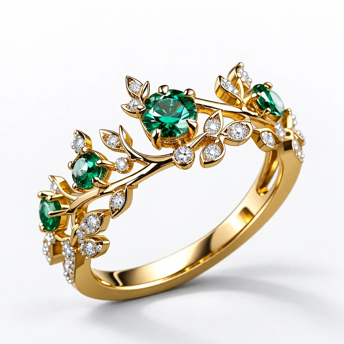 Geometric Creative Gold Inlaid Zircon Light Luxury Ring studio product photo