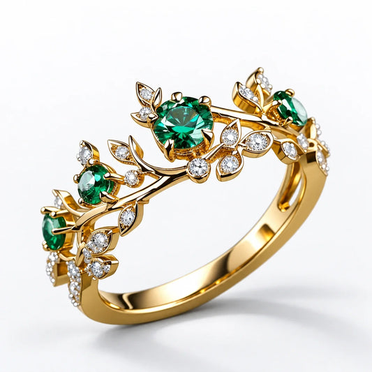 Geometric Creative Gold Inlaid Zircon Light Luxury Ring studio product photo