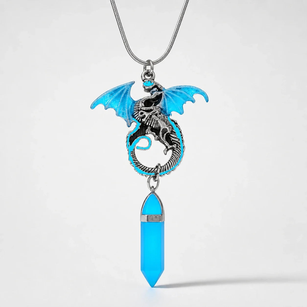 Glowing Dragon Crystal Necklace studio product photo