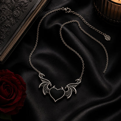Shadow Heart Winged Necklace
