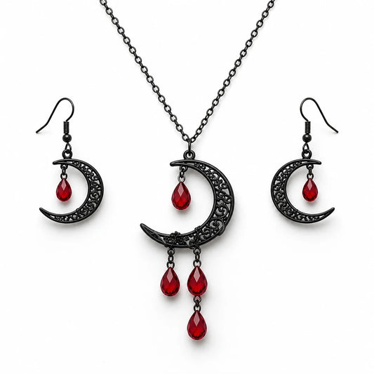 Gothic Blood Moon Jewelry Set studio product photo