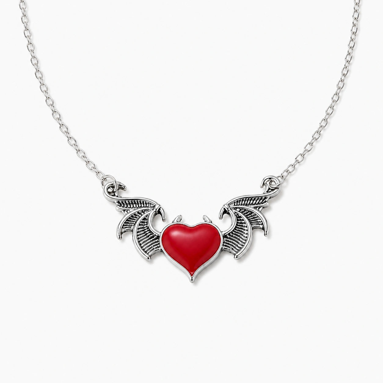 Shadow Heart Winged Necklace