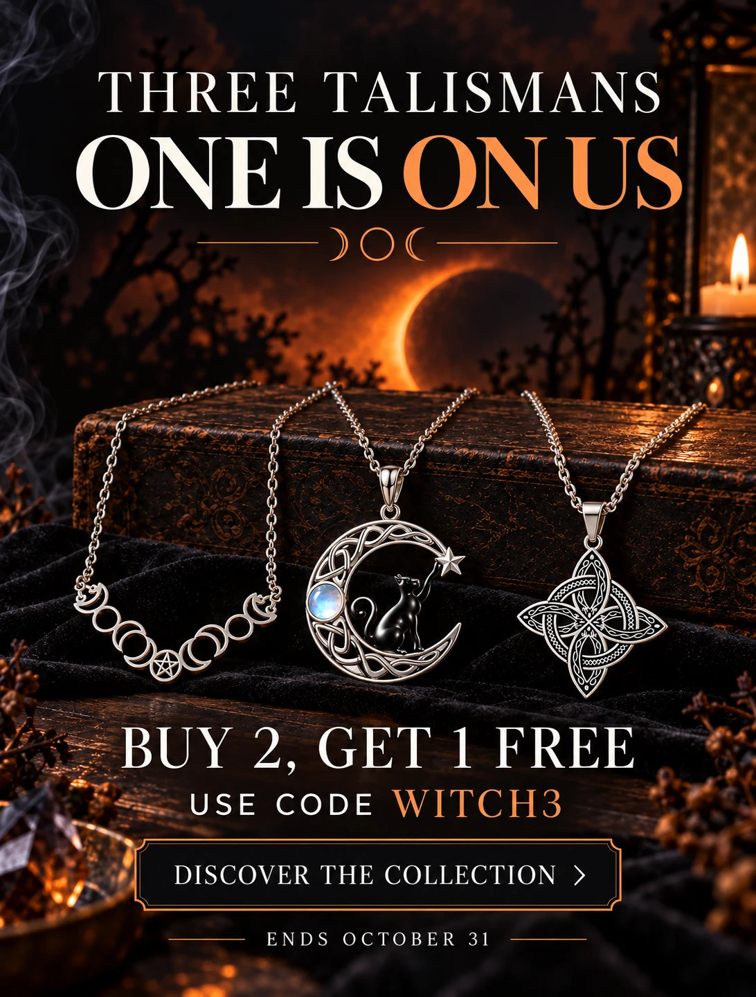 Three talismans, one is on us: buy 2, get 1 free with code WITCH3