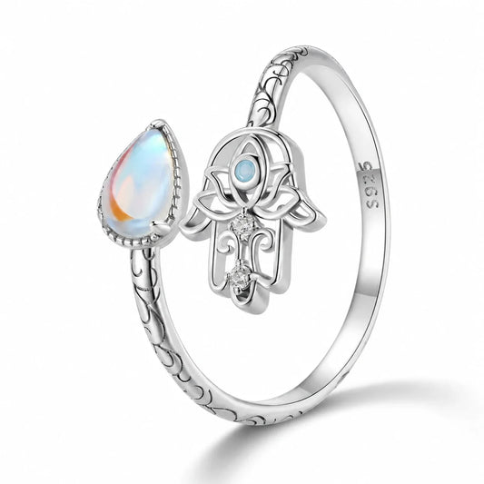 Hamsa Opal Protection Ring studio product photo