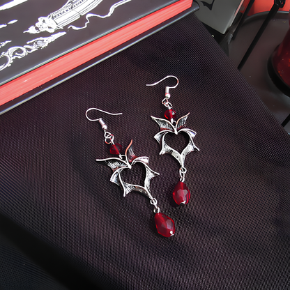 Nocturnal Bat Heart Earrings