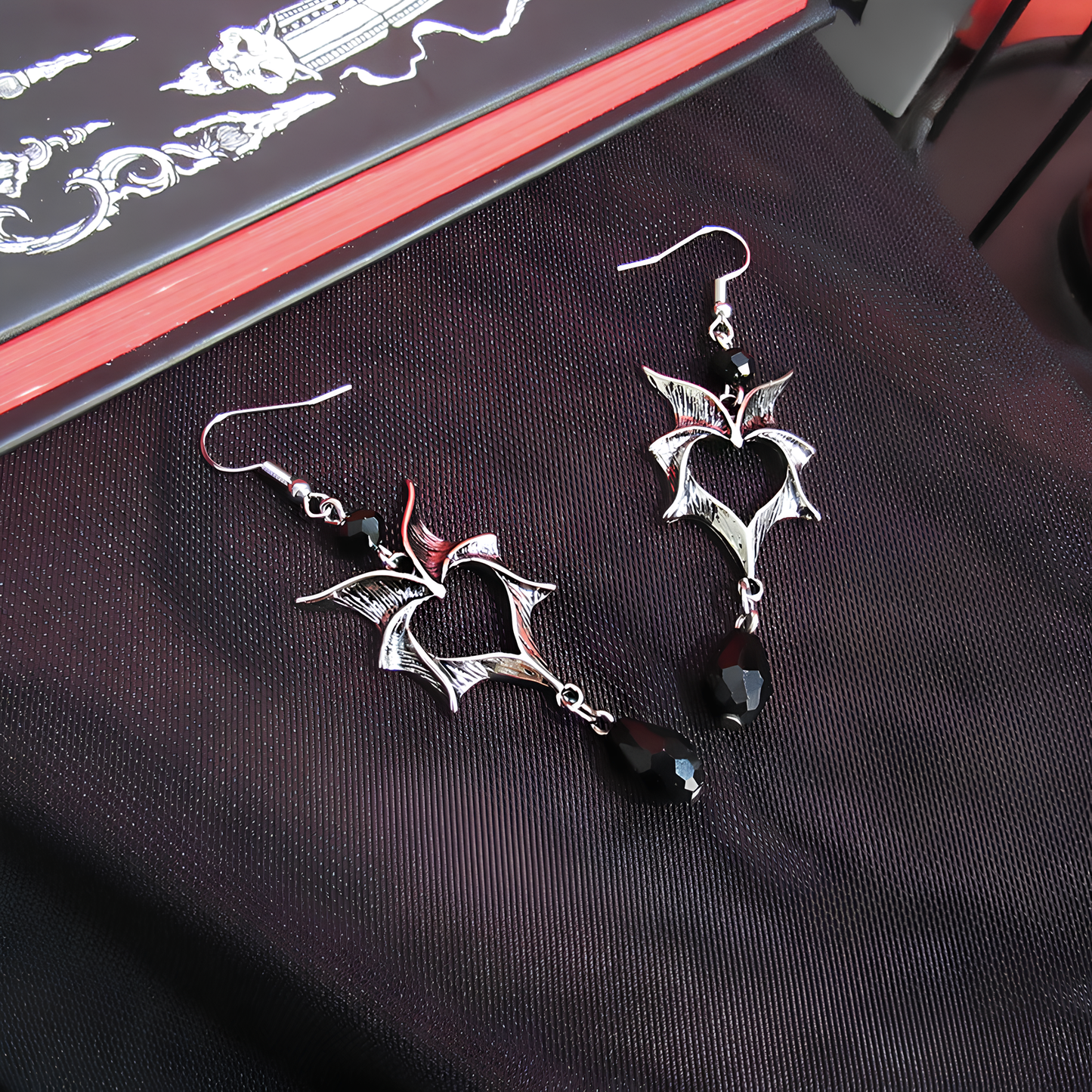 Nocturnal Bat Heart Earrings