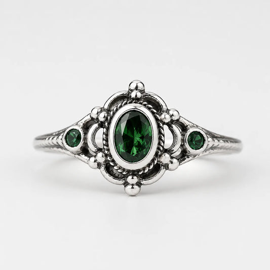Inner Green Goddess Ring with green gemstones