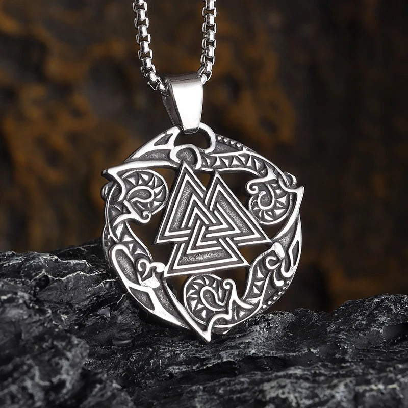 Odin's Embrace: The Sacred Valknut Amulet Necklace