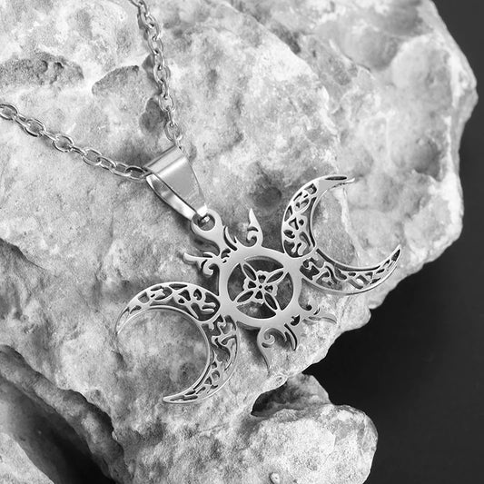 Triple Moon Witches Knot Protection Necklace