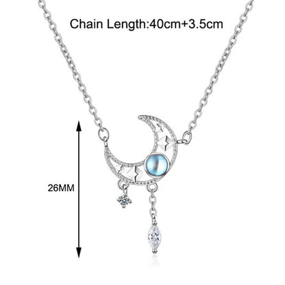 Mystic Blue Crescent Tassel Necklace