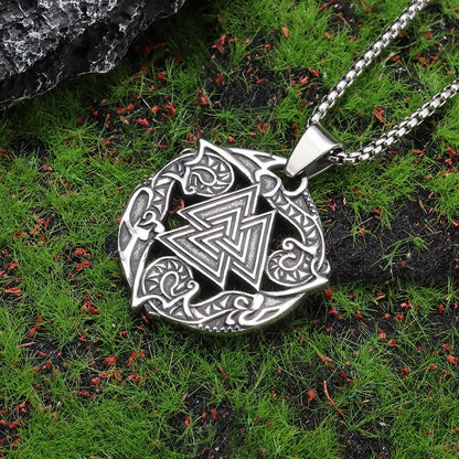 Odin's Embrace: The Sacred Valknut Amulet Necklace