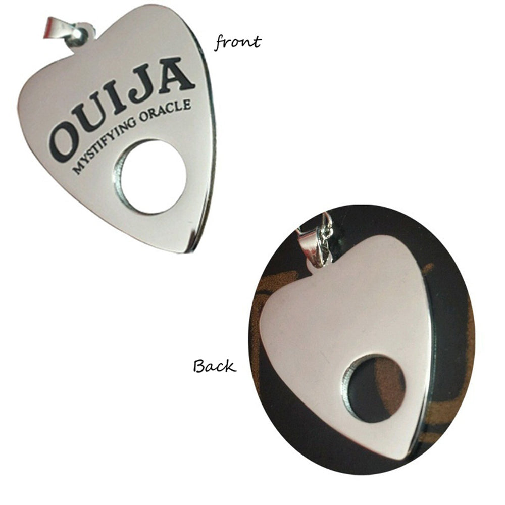 Mystic Gateway: Ouija Planchette Wood Stainless Steel Necklace