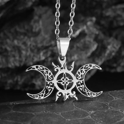 Triple Moon Witches Knot Protection Necklace