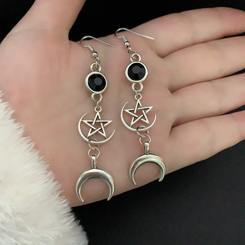 MYSTICAL PENTACLE AMULET DROP EARRINGS