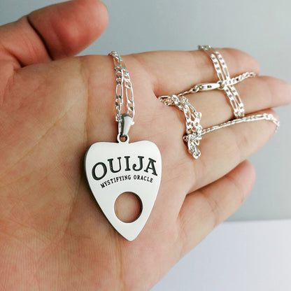 Mystic Gateway: Ouija Planchette Wood Stainless Steel Necklace