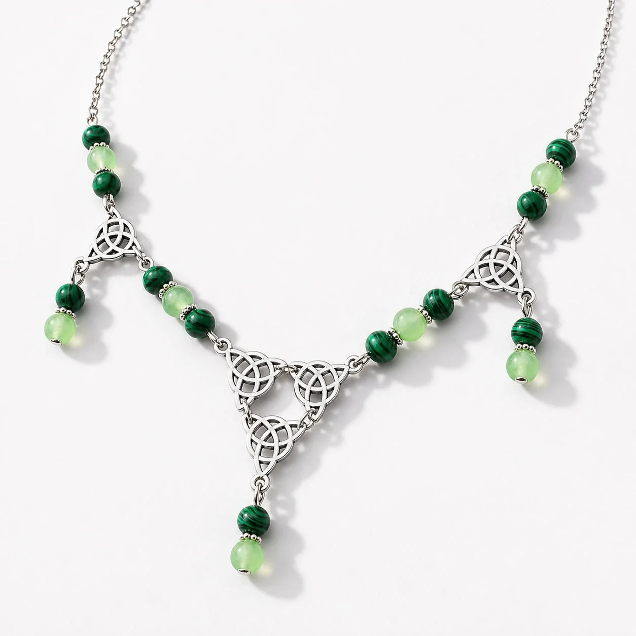 Malachite Triquetra Balance Necklace studio product photo
