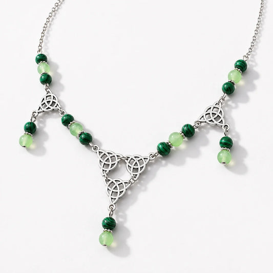 Malachite Triquetra Balance Necklace studio product photo