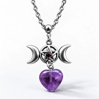 Moon Goddess Crystal Heart Necklace studio product photo