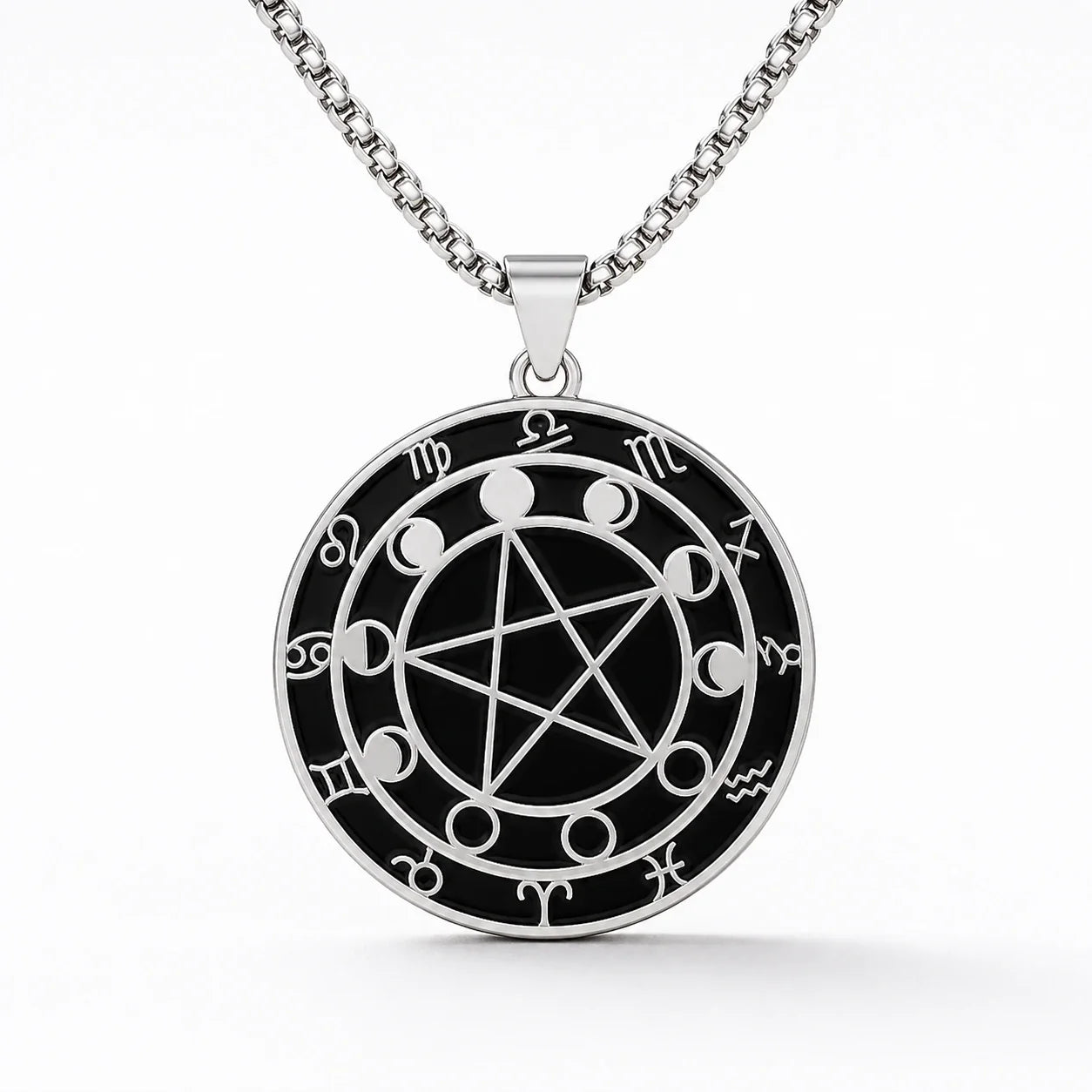 Moonphase Pentacle Necklace studio product photo