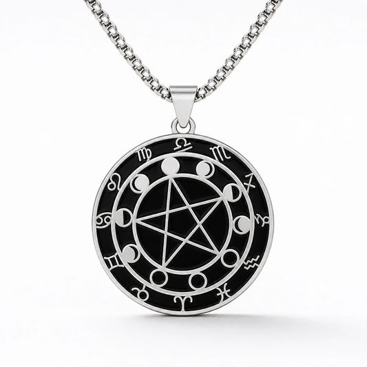 Moonphase Pentacle Necklace studio product photo