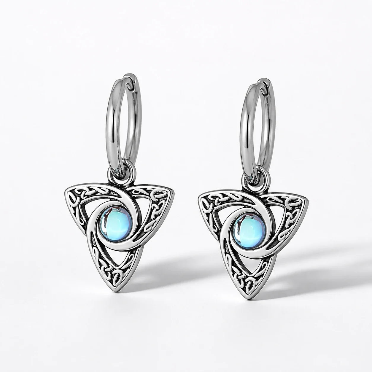 Moonstone Celtic Knot Earrings studio product photo