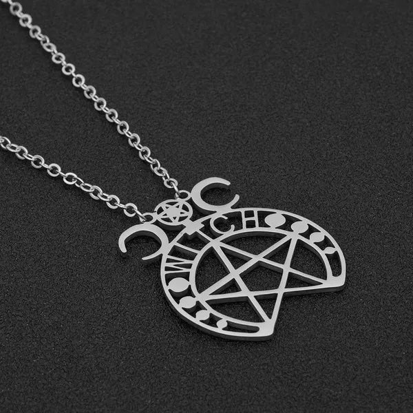 Witch’s Triple Moon Pentacle Necklace