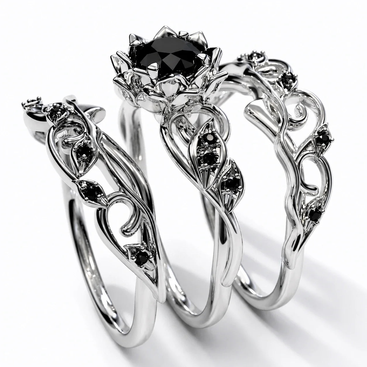 Nocturnal Garden Crown Ring Set studio product photo