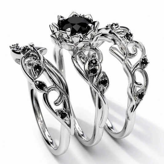 Nocturnal Garden Crown Ring Set studio product photo