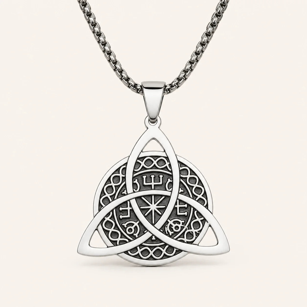 Norse Compass Triquetra Necklace studio product photo
