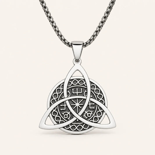 Norse Compass Triquetra Necklace studio product photo