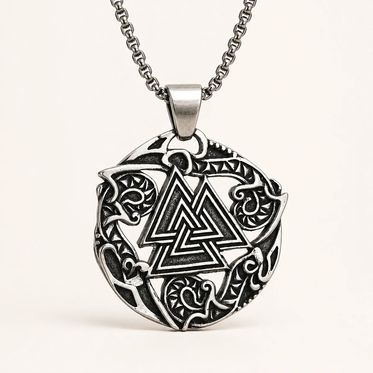 Norse Valknut Protection Necklace studio product photo