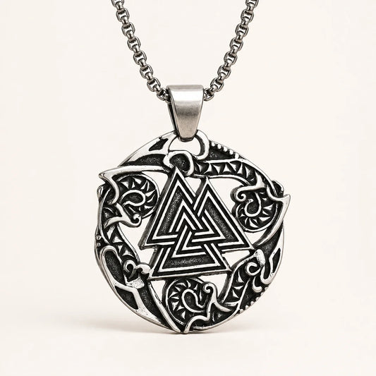 Norse Valknut Protection Necklace studio product photo
