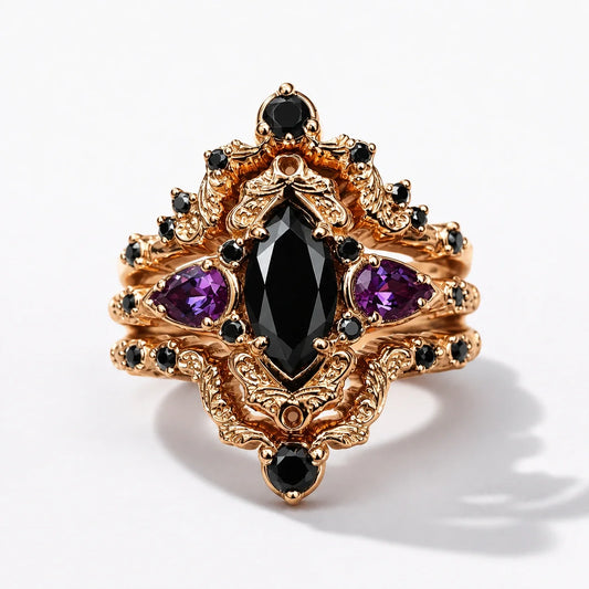 Obsidian Amethyst Ward Ring studio product photo