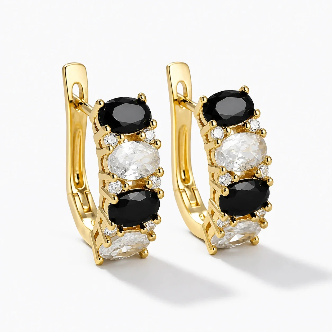 Obsidian Ice Zircon Hoops studio product photo