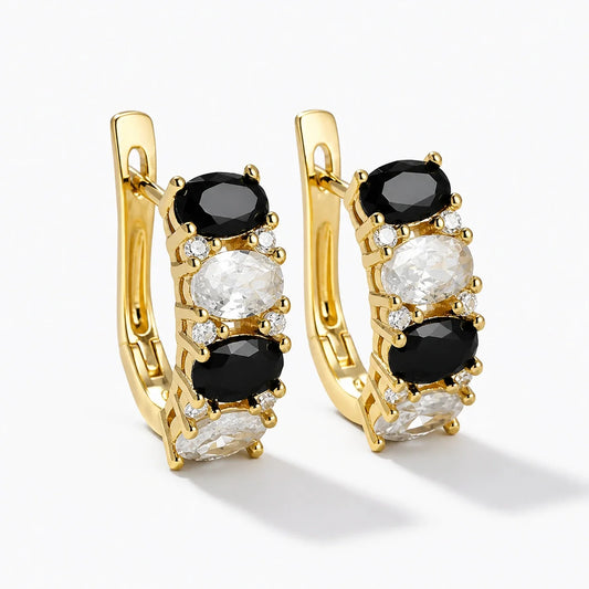 Obsidian Ice Zircon Hoops studio product photo