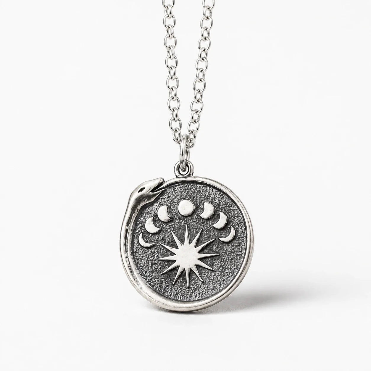 Ouroboros Sun Moon Necklace studio product photo