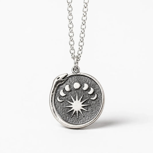 Ouroboros Sun Moon Necklace studio product photo