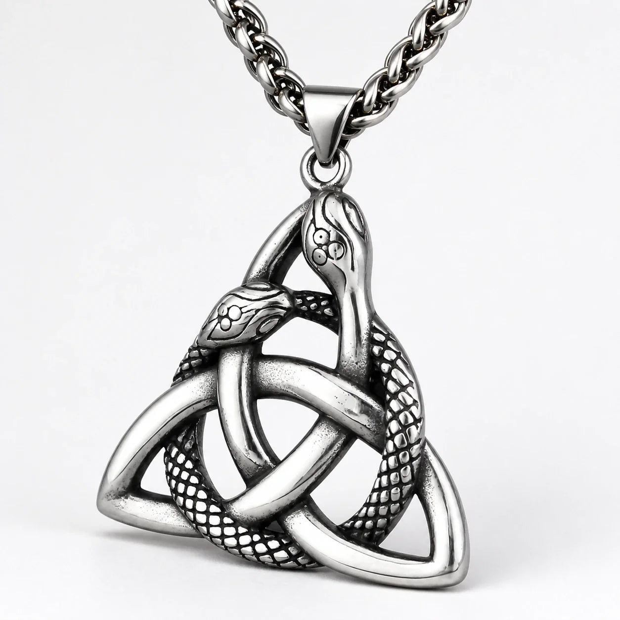 Ouroboros Triquetra Necklace studio product photo