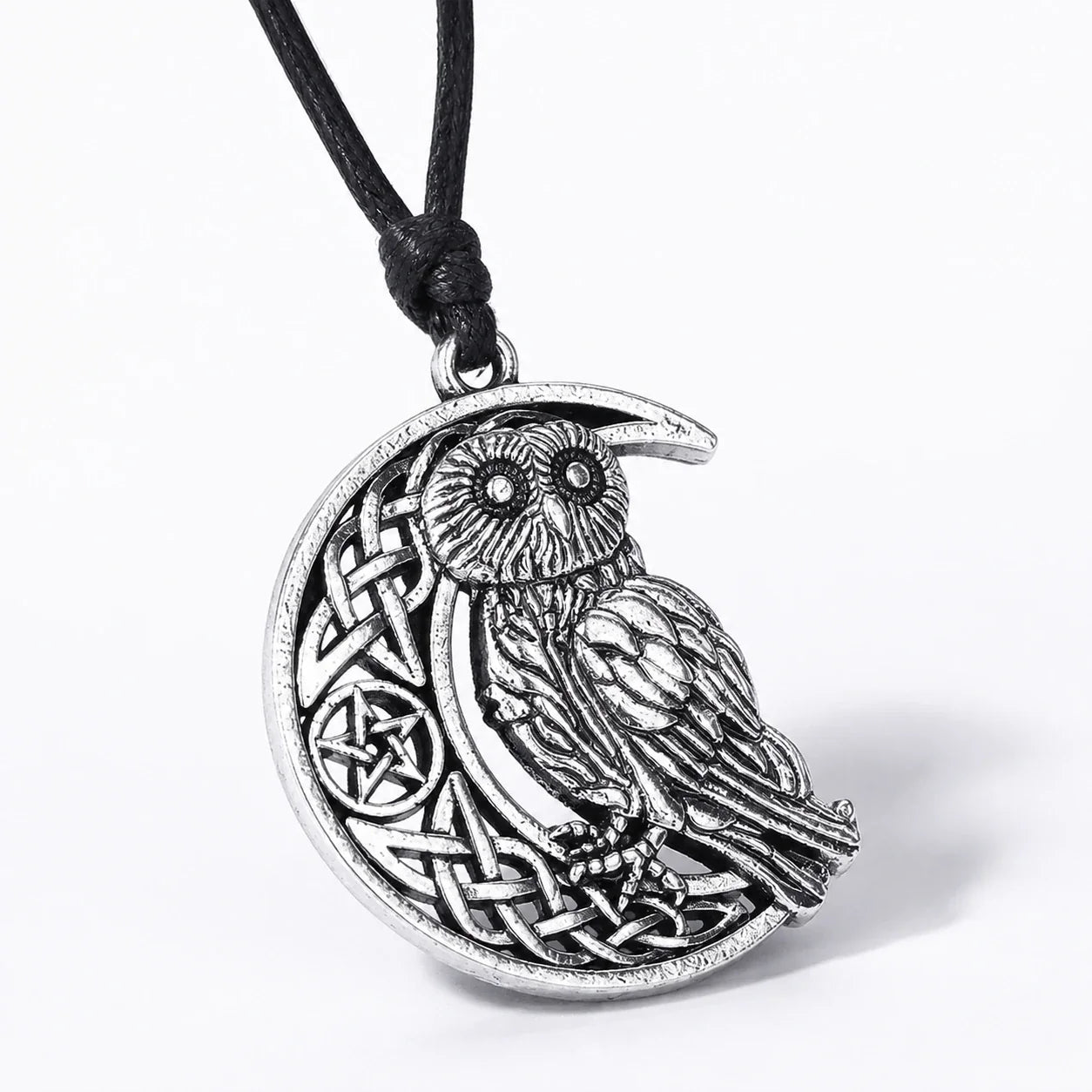 Owl Moon Pentacle Necklace studio product photo