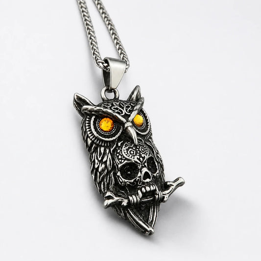 Owl Skull Wisdom Necklace studio product photo