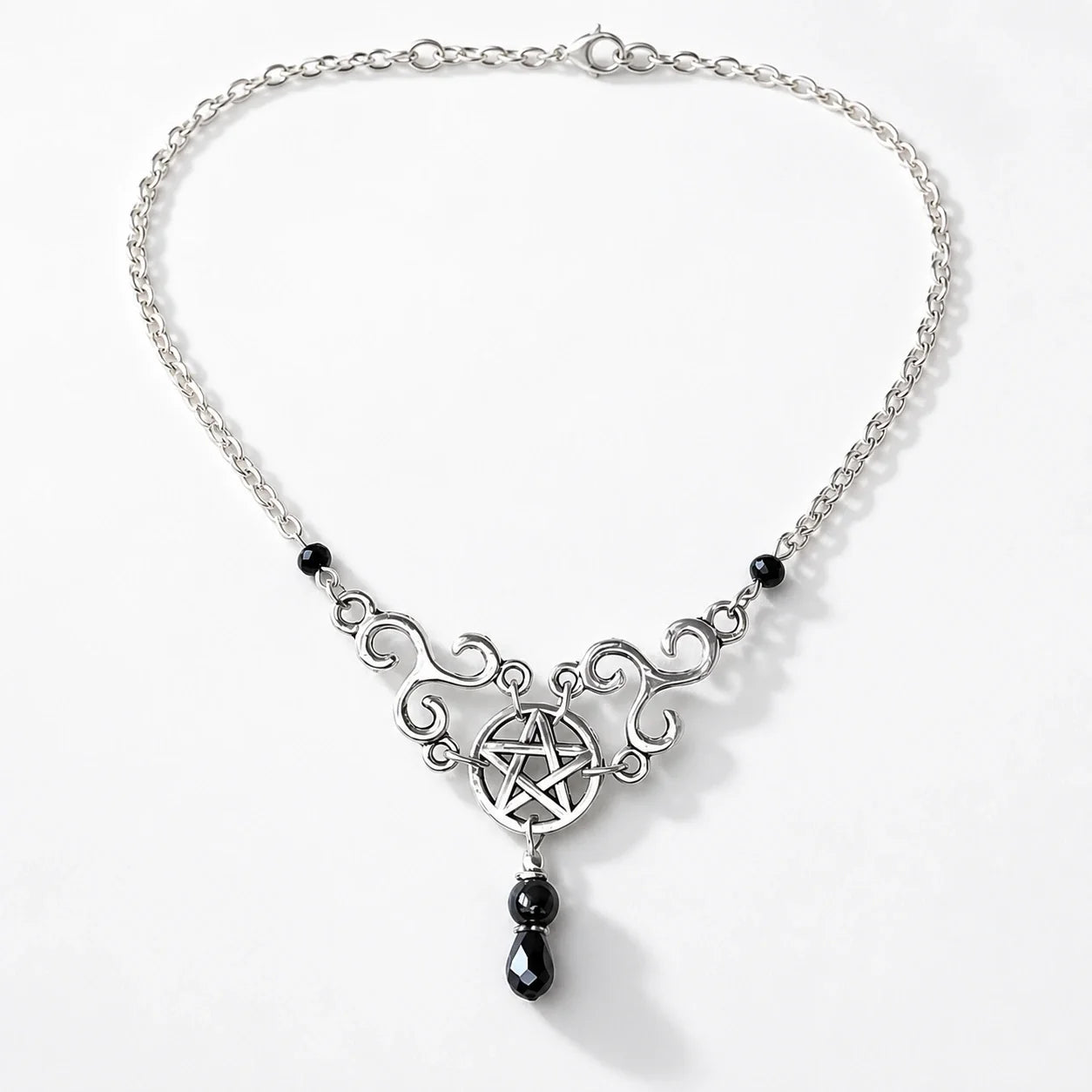 Pentacle Triskele Celtic Necklace studio product photo