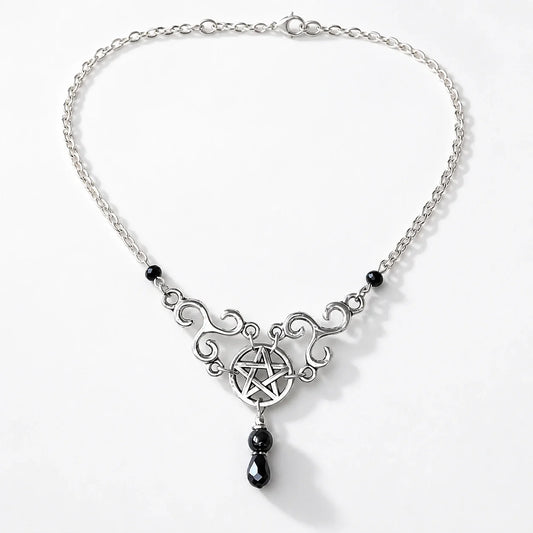 Pentacle Triskele Celtic Necklace studio product photo