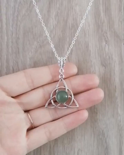 Whispers of Magic: Aventurine Triquetra Necklace