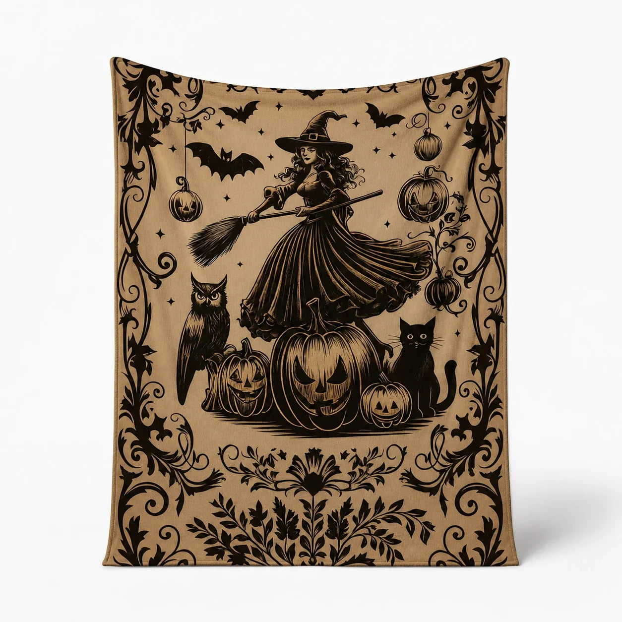 Pumpkin Witch Throw Blanket studio product photo