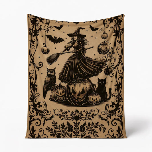 Pumpkin Witch Throw Blanket studio product photo