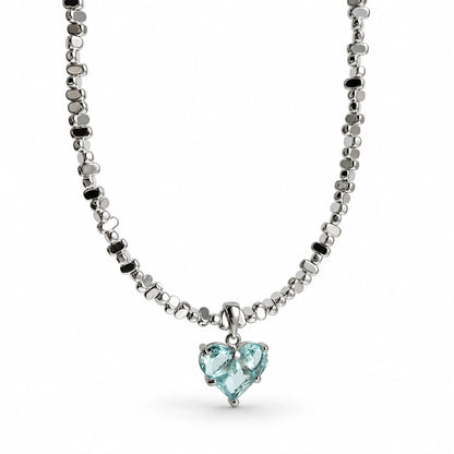 Radiant Love Crystal Necklace aquamarine heart pendant close view